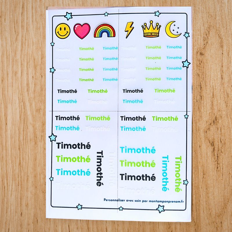 Plaquette prénoms personnalisée à repasser | Marquage vêtements enfant - Thermocollant - Mon Tampon Prénom