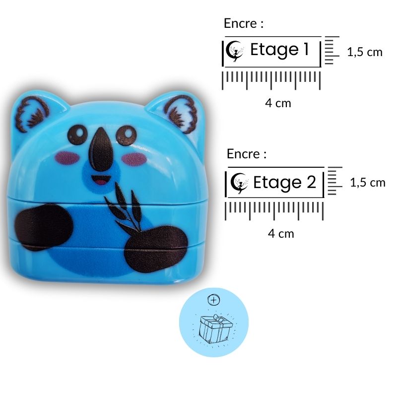 Personnalisation rapide avec le tampon prénom 2 étages Koala bleu