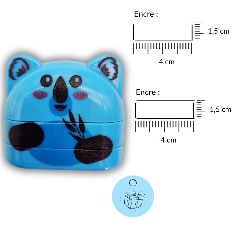 Tampon 2 lignes Koala bleu, facile à utiliser pour vêtements et accessoires