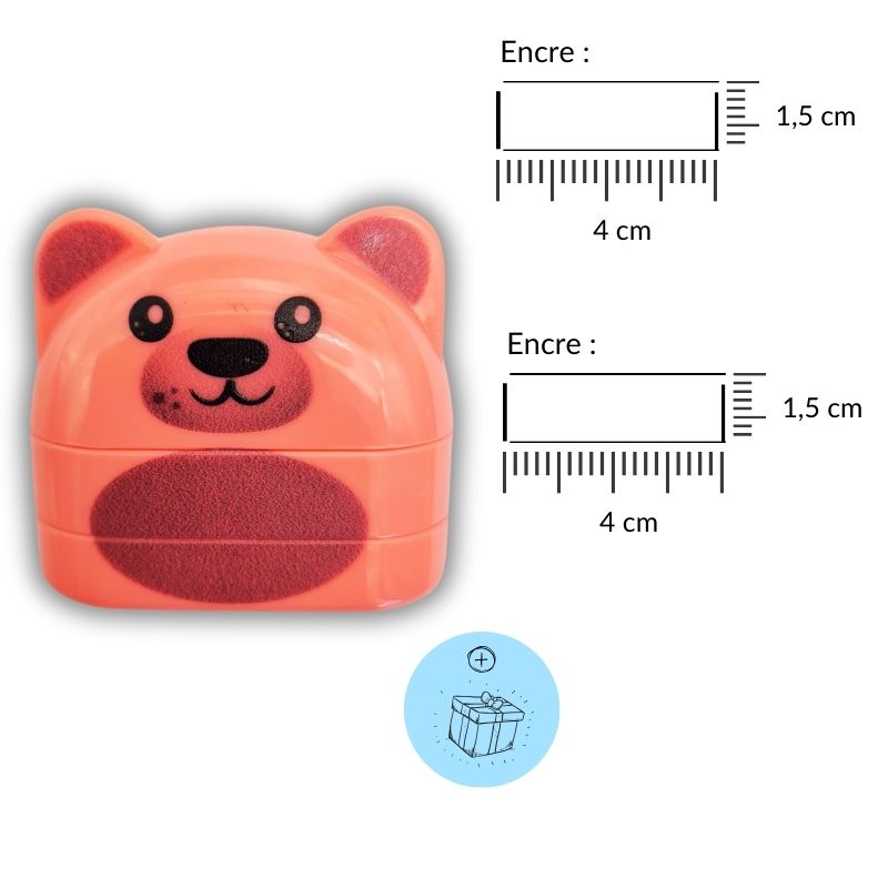 Personnalisation simple avec tampon Nounours rose, résistant à 50 lavages