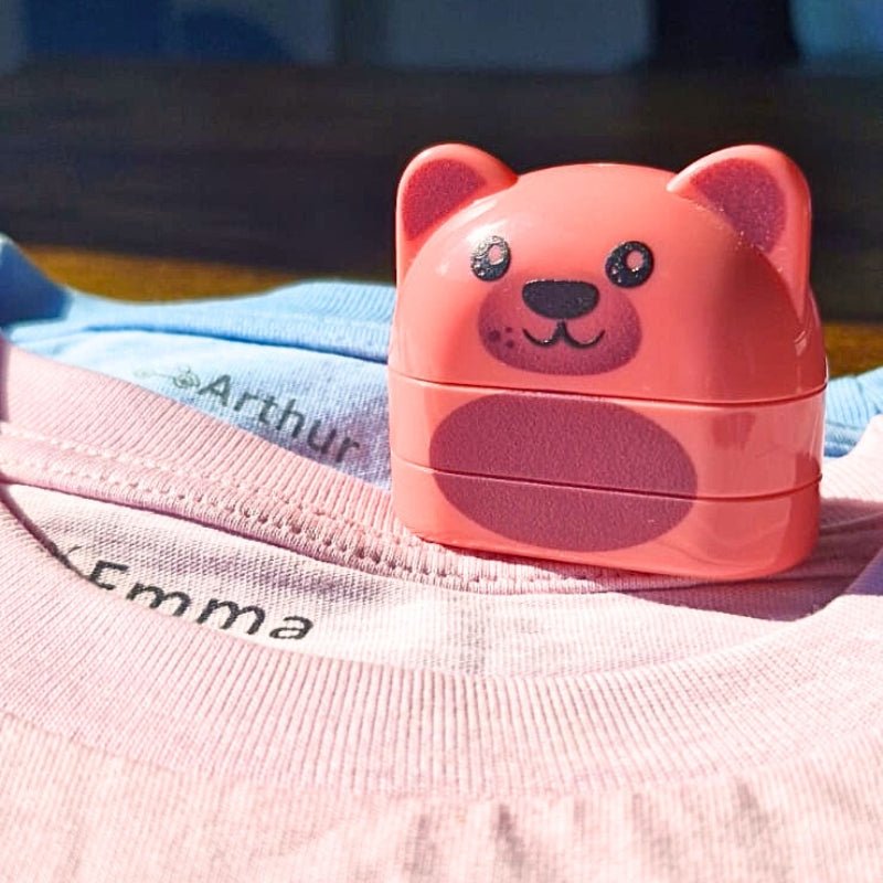 Tampon Prénom 2 Étages - Personnalisez pour 1 ou 2 Enfants, Design Nounours - Mon Tampon Prénom