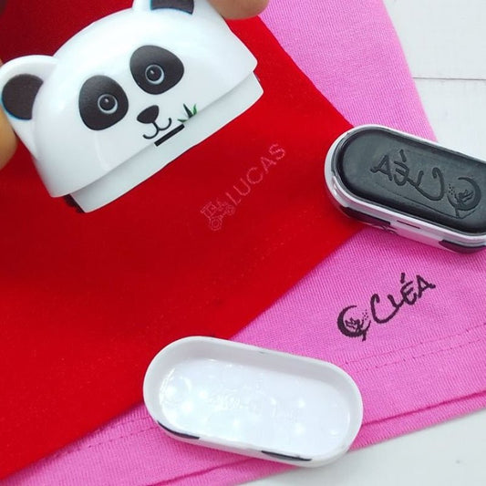 Tampon Prénom pour 1 ou 2 Enfants - 2 Étages - Personnalisation , Design Panda - Mon Tampon Prénom