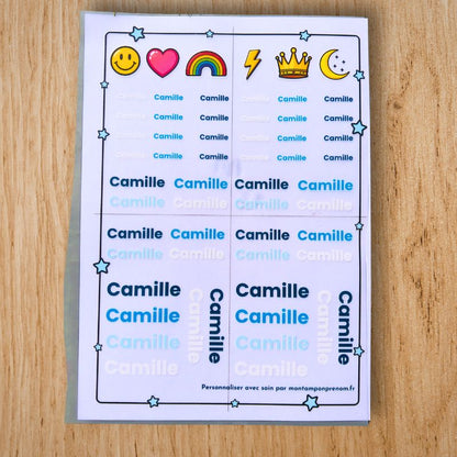 Plaquette prénoms personnalisée à repasser | Marquage vêtements enfant - Thermocollant - Mon Tampon Prénom