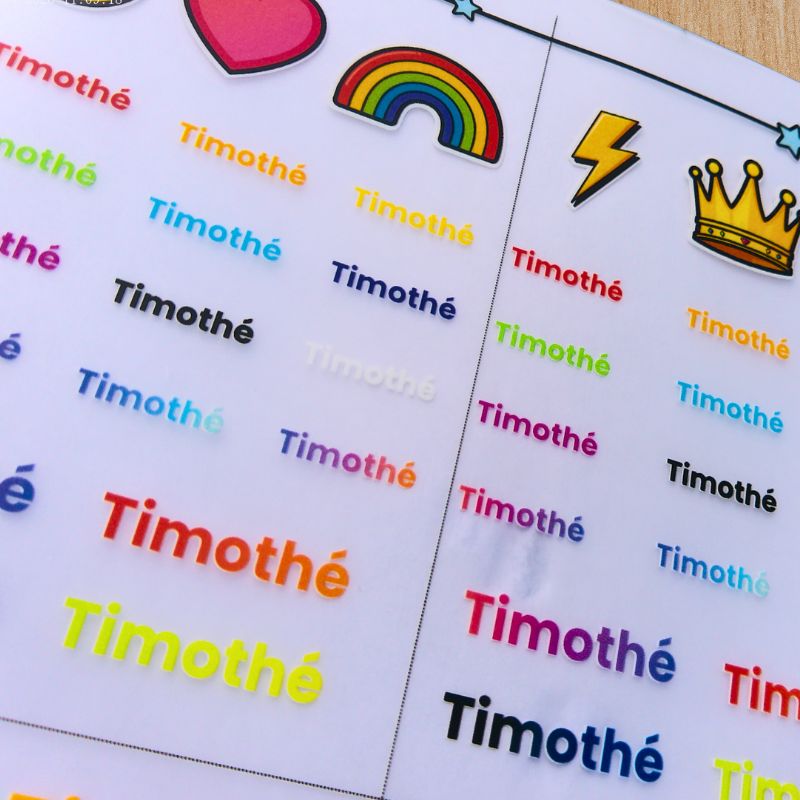 Plaquette prénoms personnalisée à repasser | Marquage vêtements enfant - Thermocollant - Mon Tampon Prénom