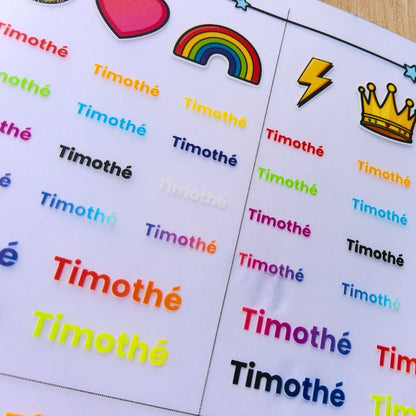 Plaquette prénoms personnalisée à repasser | Marquage vêtements enfant - Thermocollant - Mon Tampon Prénom