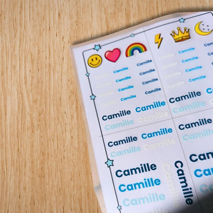 Plaquette prénoms personnalisée à repasser | Marquage vêtements enfant - Thermocollant - Mon Tampon Prénom
