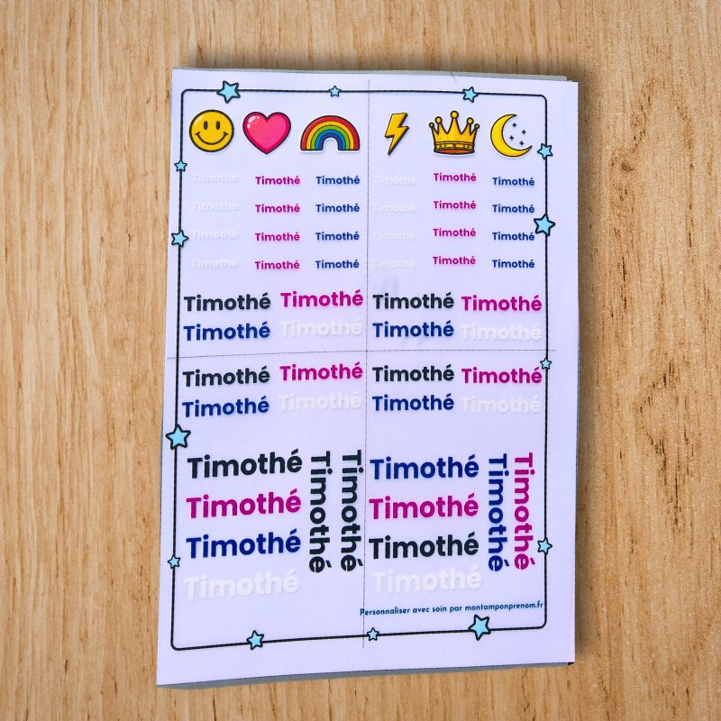 Plaquette prénoms personnalisée à repasser | Marquage vêtements enfant - Thermocollant - Mon Tampon Prénom