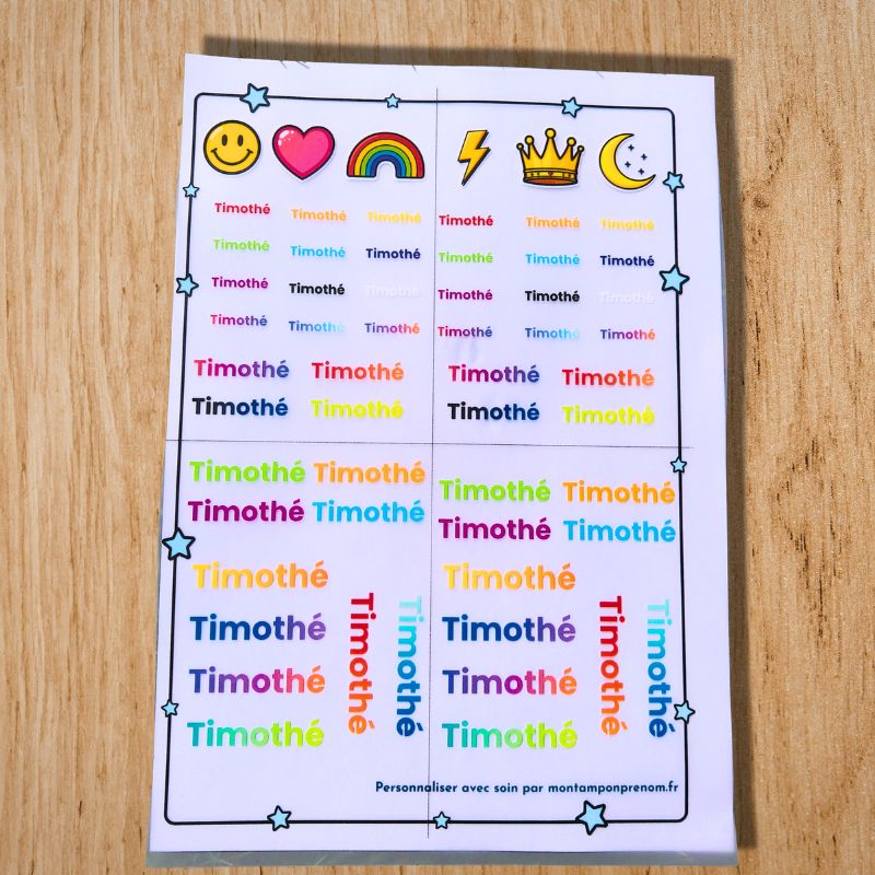 Plaquette prénoms personnalisée à repasser | Marquage vêtements enfant - Thermocollant - Mon Tampon Prénom