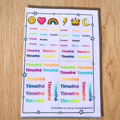 Plaquette prénoms personnalisée à repasser | Marquage vêtements enfant - Thermocollant - Mon Tampon Prénom