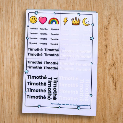 Plaquette prénoms personnalisée à repasser | Marquage vêtements enfant - Thermocollant - Mon Tampon Prénom