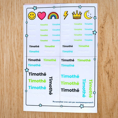 Plaquette prénoms personnalisée à repasser | Marquage vêtements enfant - Thermocollant - Mon Tampon Prénom