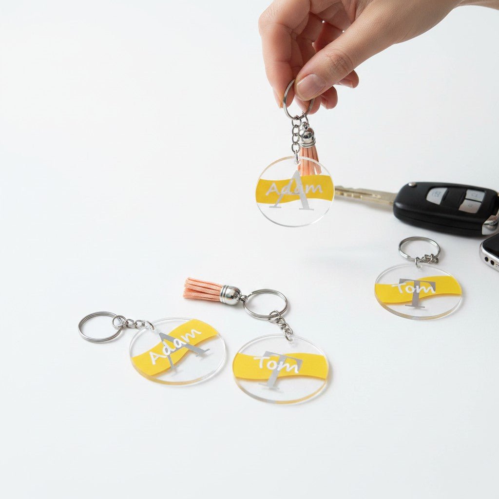 Porte - clé prénom personnalisé – Disque acrylique - porte clés - Mon Tampon Prénom