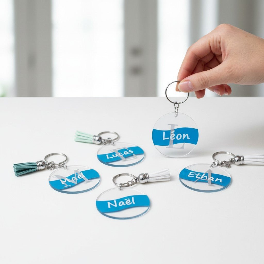 Porte - clé prénom personnalisé – Disque acrylique - porte clés - Mon Tampon Prénom
