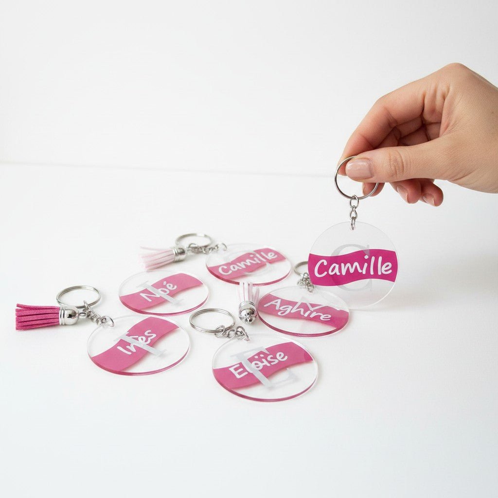 Porte - clé prénom personnalisé – Disque acrylique - porte clés - Mon Tampon Prénom