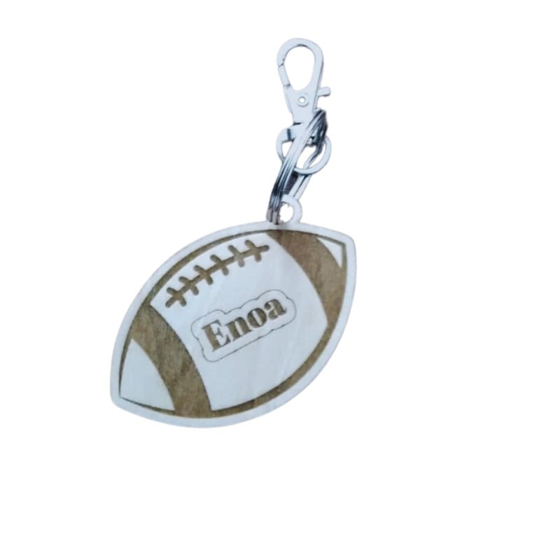 Porte-clé prénom rugby en bois gravé artisanalement - porte clés - Mon Tampon Prénom