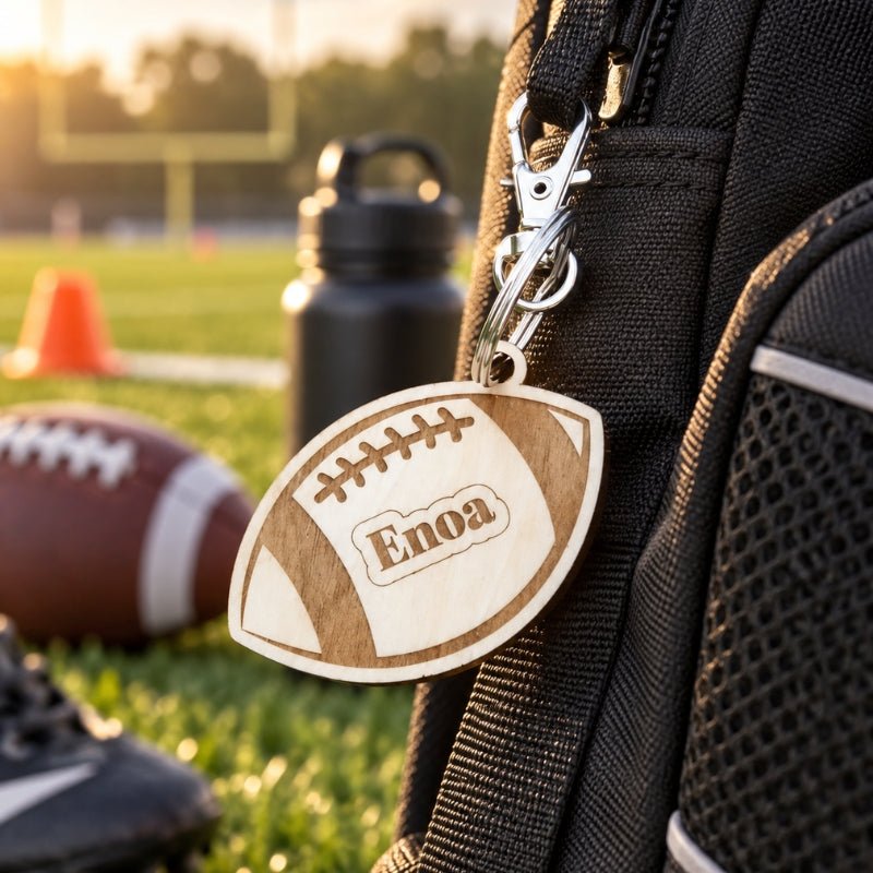 Porte-clé prénom rugby en bois gravé artisanalement - porte clés - Mon Tampon Prénom