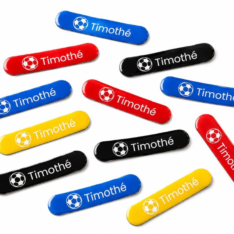 Stickers Prénom Personnalisés Objets, Fond Couleur au Choix - stickers - Mon Tampon Prénom