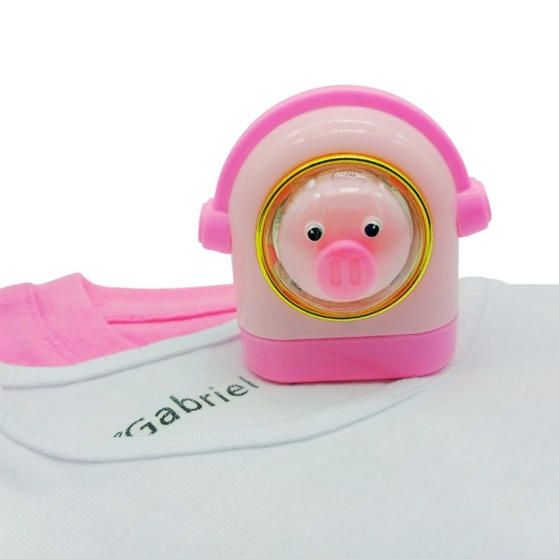 Tampon Encreur Personnalisé Cochon Mignon Rose - Solution Anti - Perte pour Enfants - Mon Tampon Prénom