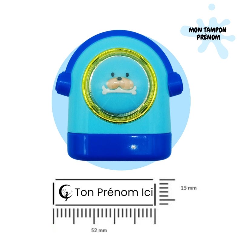 Tampon Personnalisé Enfant - Chien Mignon Bleu | Durable & Pratique - Mon Tampon Prénom