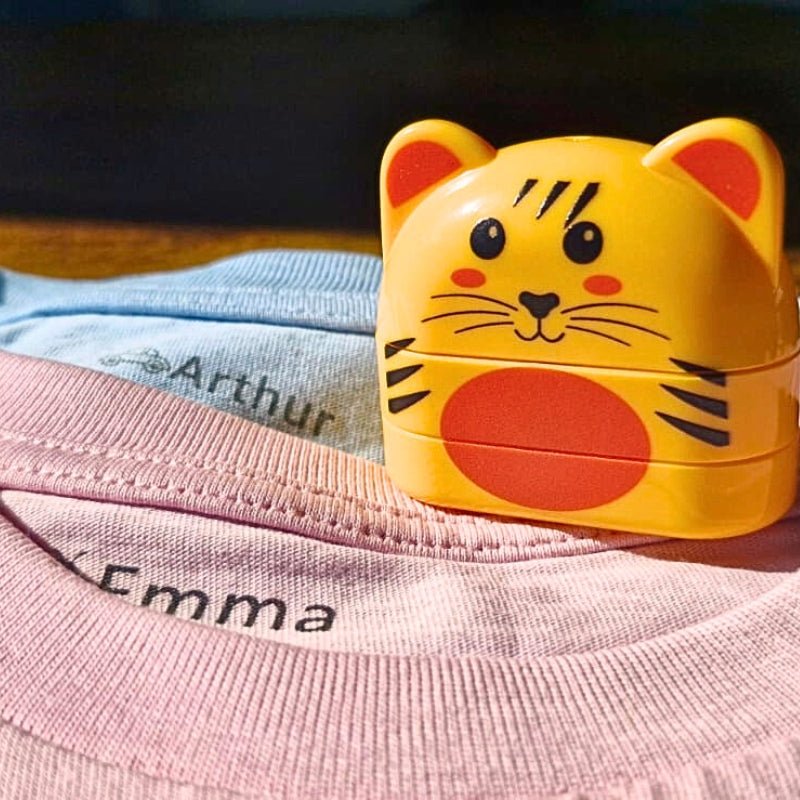 Tampon Prénom pour 1 ou 2 Enfants - Personnalisation 2 Étages - Design Tigre - Mon Tampon Prénom